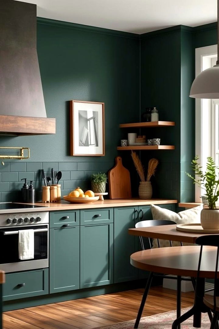 Inviting Forest Green Accent Walls - 22 Forest Green Kitchen Ideas