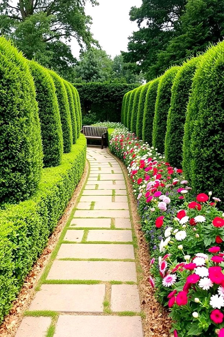 Inviting Garden Border Walkway - 22 Sloped Walkway Ideas