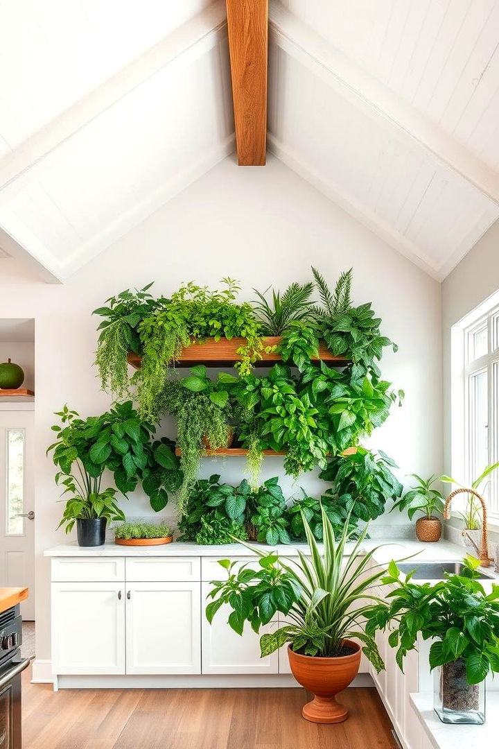 Inviting Greenery for a Fresh Atmosphere - 22 Vaulted Ceiling Kitchen Ideas