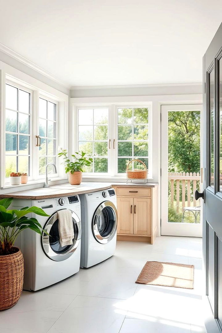 Inviting Indoor Outdoor Flow - 22 Farmhouse Laundry Room Ideas
