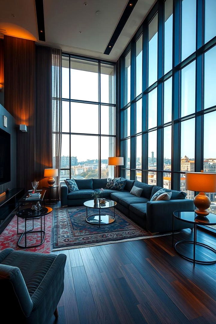 Inviting Lounge with Ambient Lighting - 22 dark grey couch living room ideas