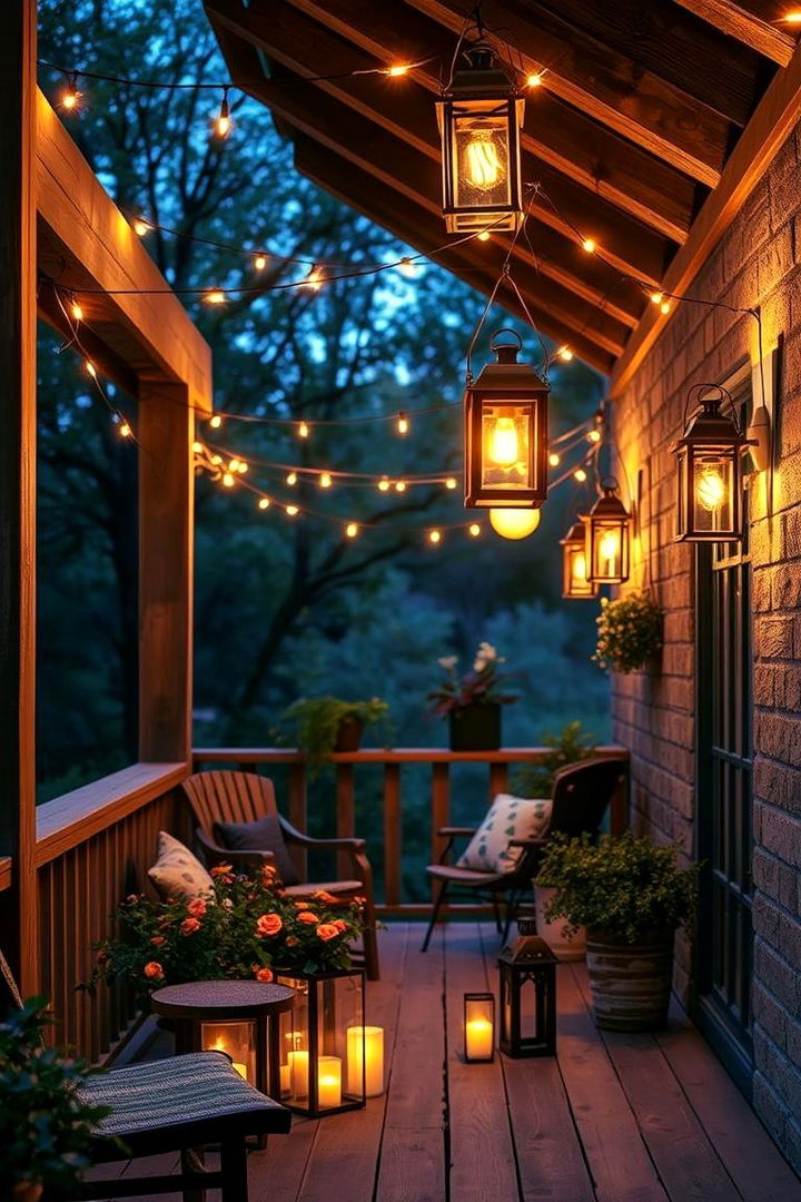 Inviting Mix of IndoorOutdoor Lighting Creating Ambiance - 22 Rustic Front Porch Ideas