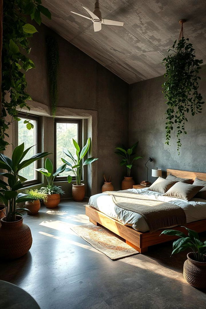 Inviting Natural Elements - 22 Concrete Floor Bedroom Ideas