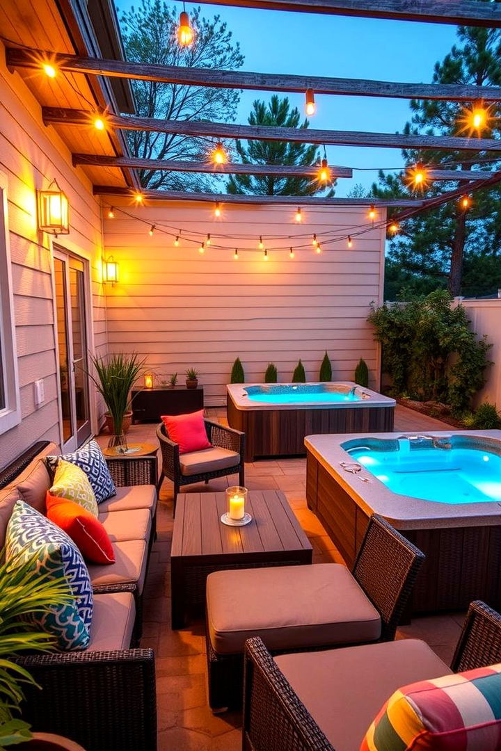 Inviting Outdoor Lounge - 22 Hot Tub Landscaping Ideas