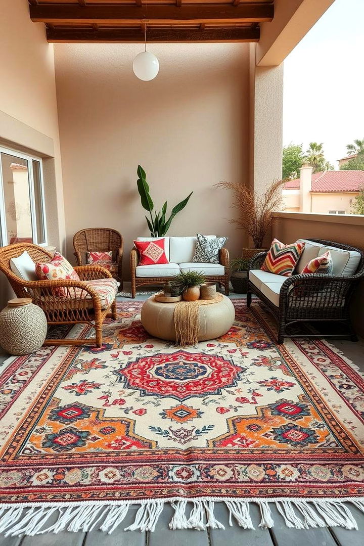 Inviting Outdoor Rug - 22 Boho Patio Ideas