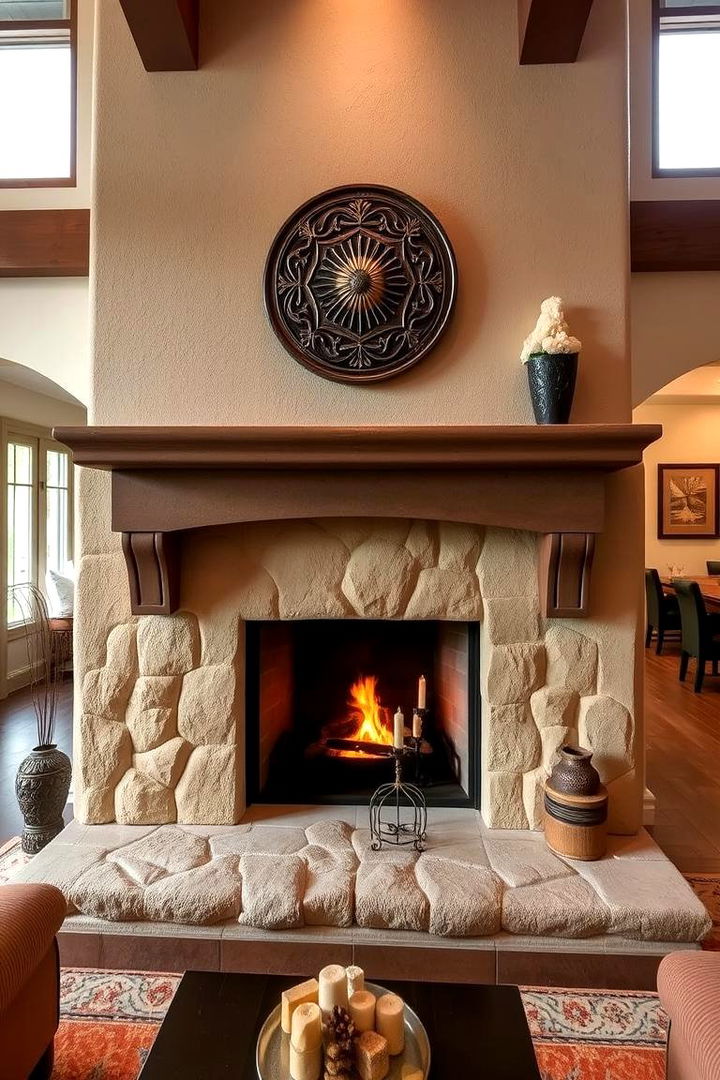 Inviting Stucco Hearth Accents - 22 Stucco Fireplace Ideas