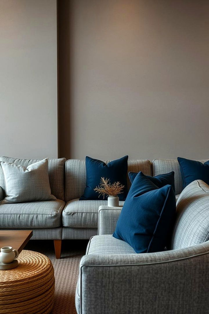 Inviting Upholstery Choices - 22 Navy Blue and Grey Living Room Ideas