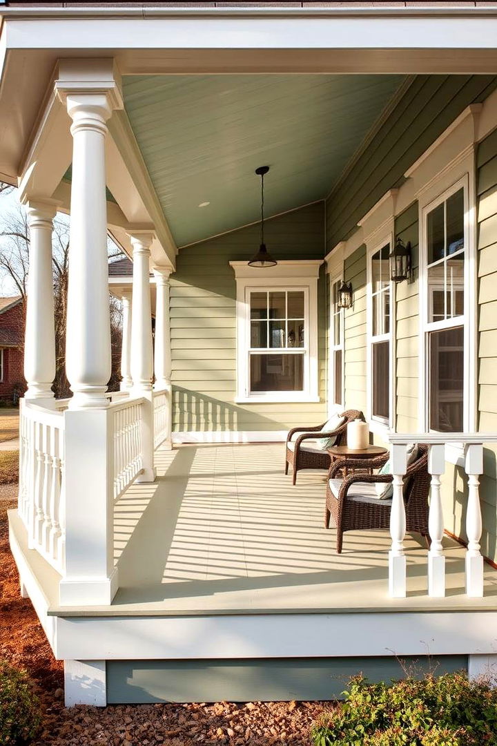 Inviting Wrap Around Porches - 22 Sage Green House Exterior Ideas
