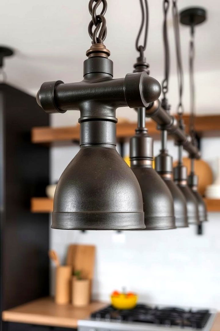 Iron Fixtures Adding Industrial Flair - 22 Craftsman Kitchen Ideas