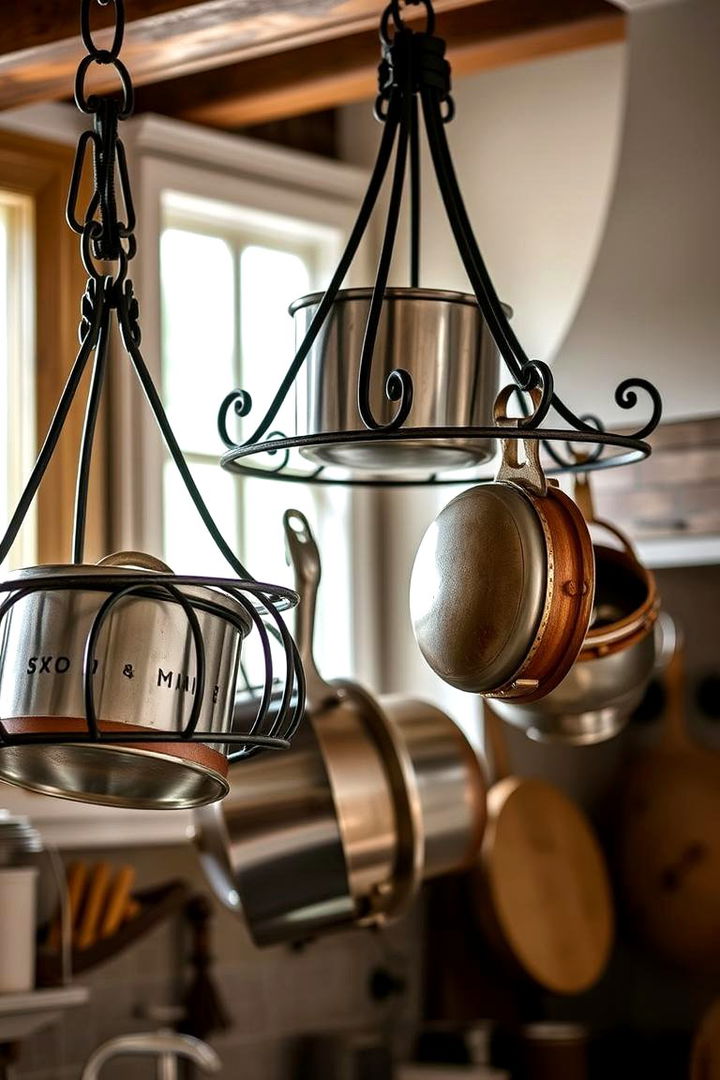 Iron Pot Racks - 22 Rustic Outdoor Kitchen Ideas