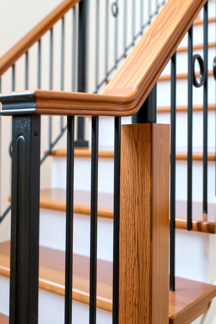 Iron and Timber Blend - 22 Farmhouse Rustic Stair Railing Ideas
