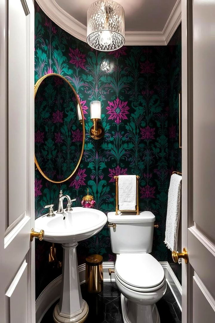 Jewel toned Glamour - 22 Powder Room Wallpaper Ideas