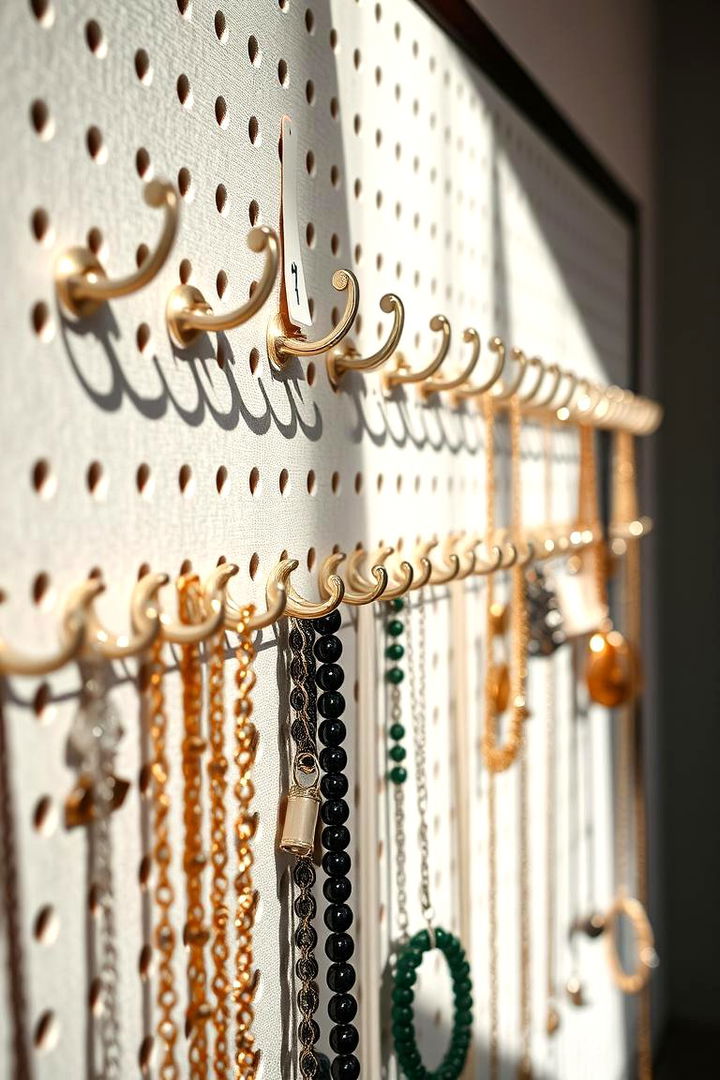 Jewelry and Accessory Display Pegboard - 22 Pegboard Ideas