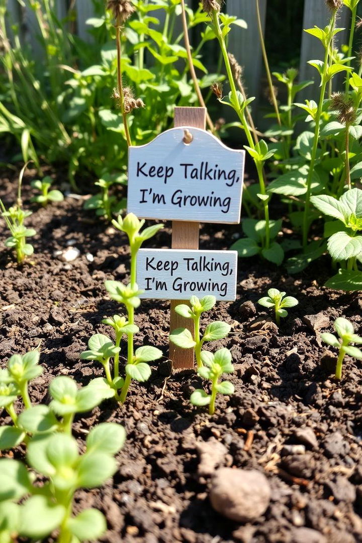 Keep Talking Im Growing - 22 Funny Garden Sign Ideas