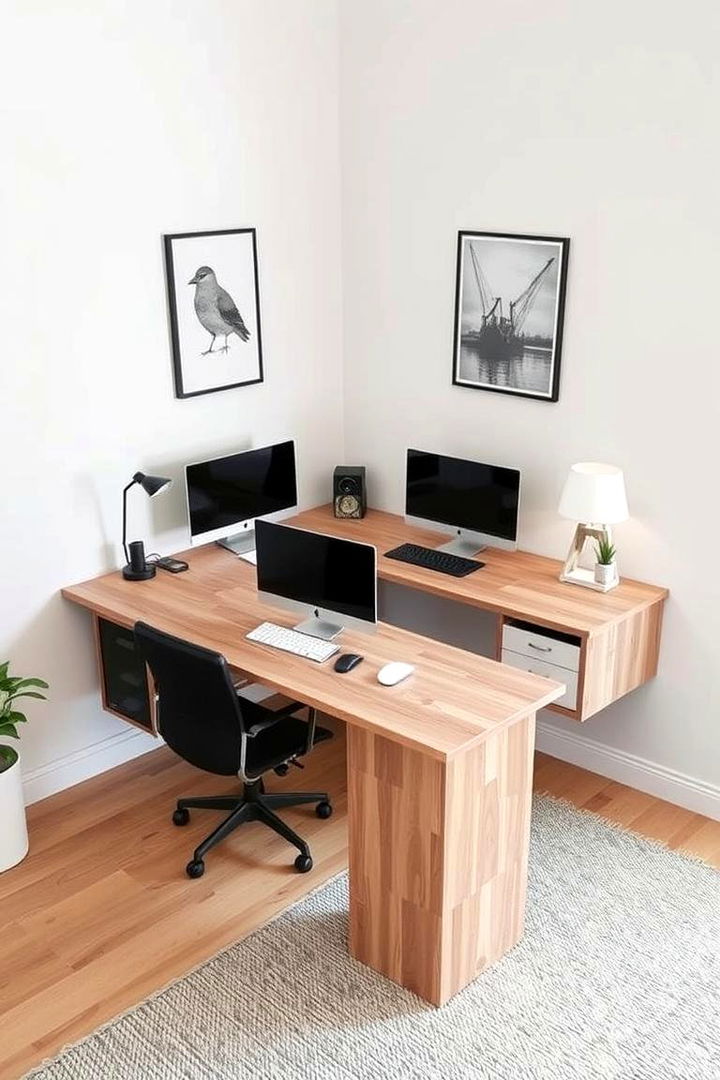 L Shaped Floating Desk for Enhanced Productivity - 22 Floating Desk Ideas