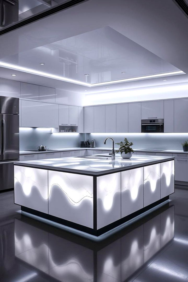 LED Backlit Panels - 22 Kitchen Island Back Panel Ideas