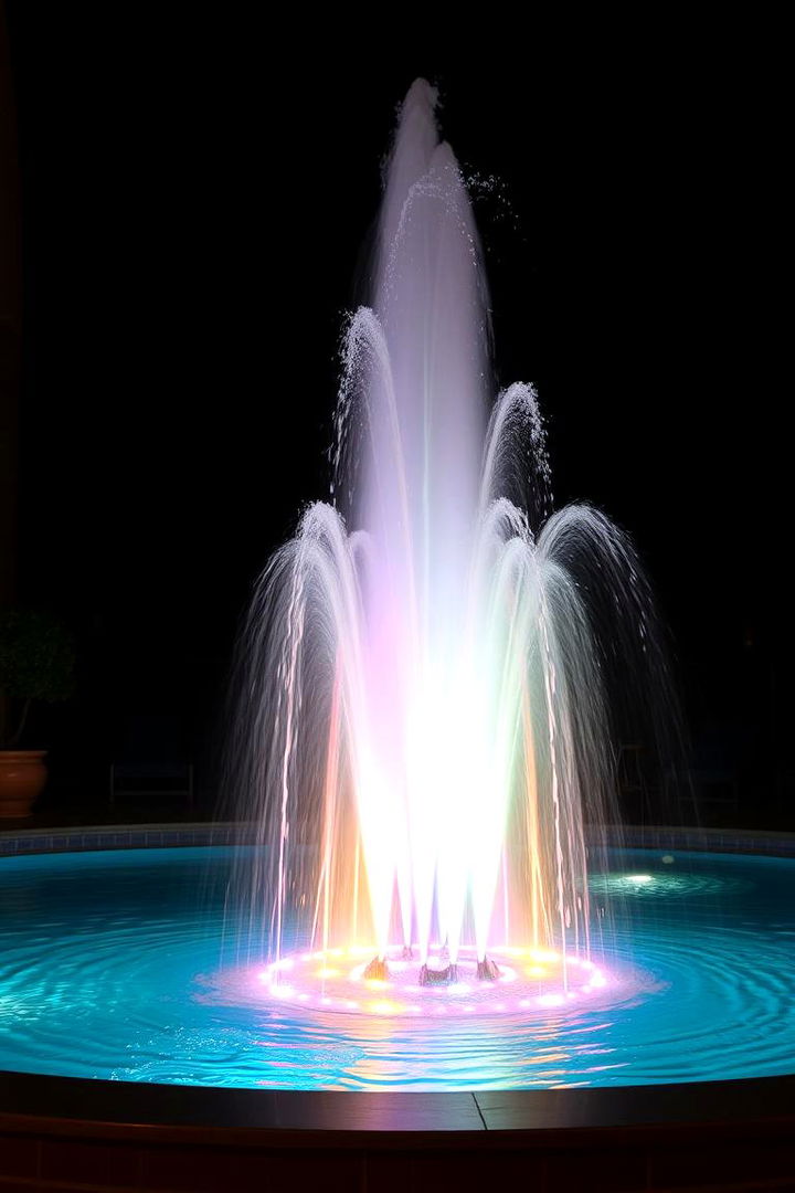 LED Illuminated Fountain Spectacle - 22 Pool Fountain Ideas