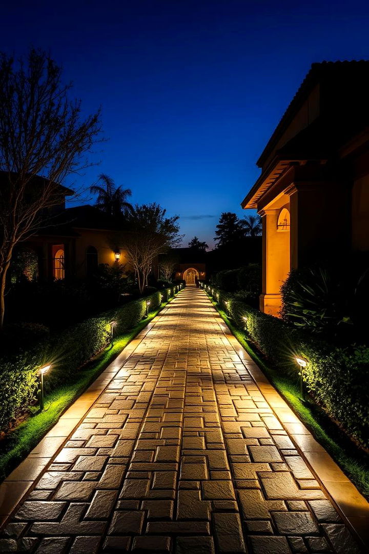 LED Illuminated Pathways for Night Time Beauty - 22 Driveway Landscape Ideas