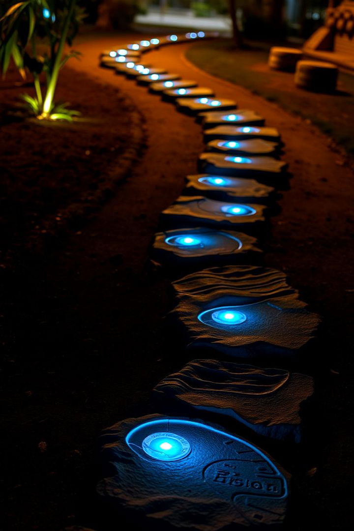 LED Illuminated Stones - 22 Stepping Stone Walkway Ideas