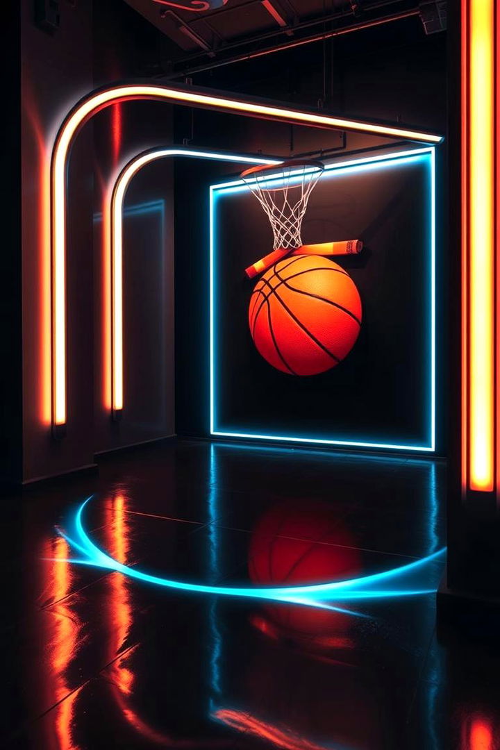 LED Lighting Accents - 22 basketball room decor ideas