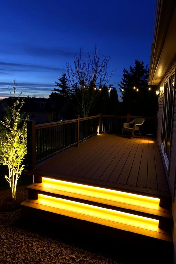 LED Lit Night Deck - 22 Ground Level Deck Ideas