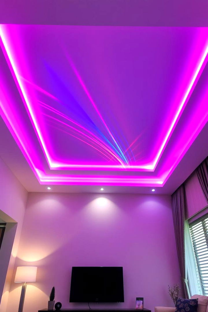 LED Strip Brilliance - 22 Living Room False Ceiling Design Ideas