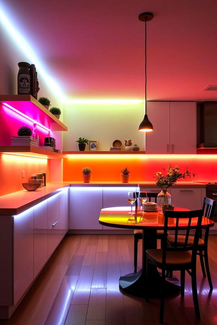 LED Strip Lighting for Ambience Enhancement - 22 Small Dining Room Lighting Ideas