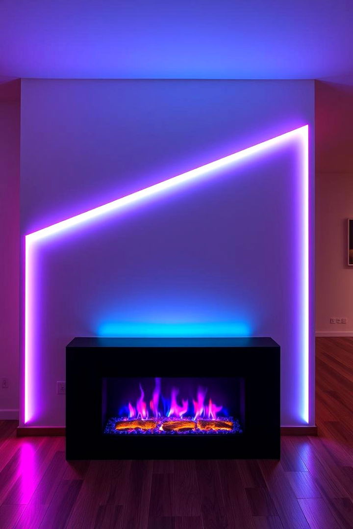 LED Strip Lighting for Modern Effect - 22 Fireplace Lighting Ideas
