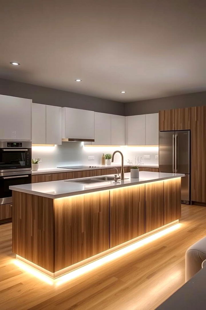 LED Under Island Illumination - 22 Kitchen Island Lighting Ideas