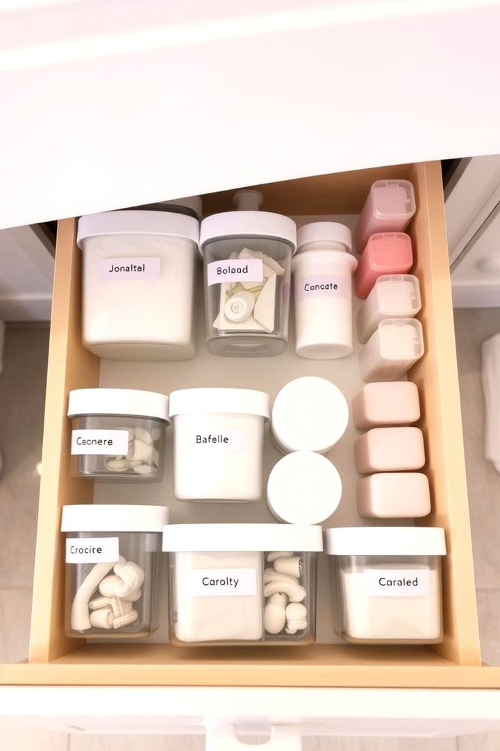 Labeled Containers - 22 Bathroom Drawer Organization Ideas