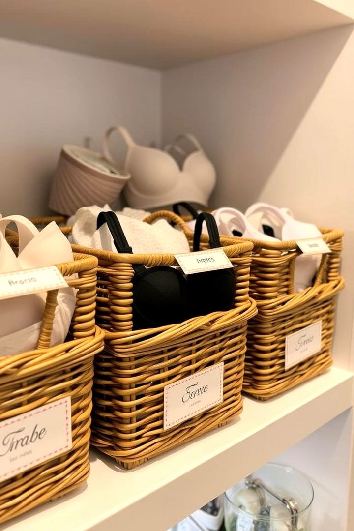 Labelled Baskets for Quick Sorting - 22 Bra Storage Ideas