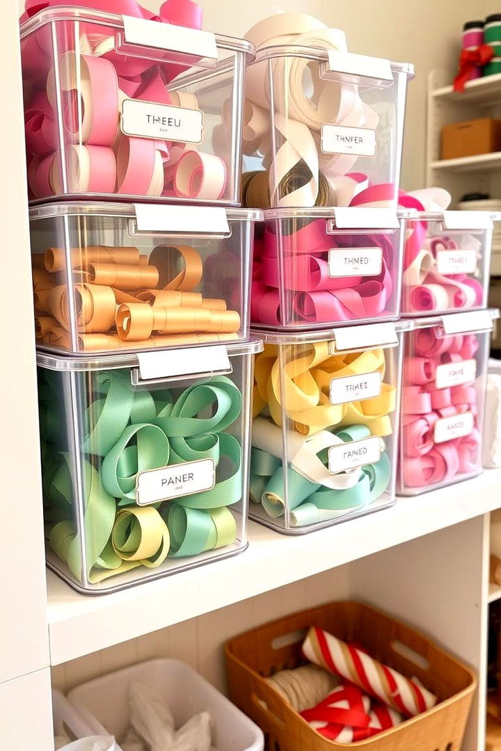 Labelled Clear Plastic Bins - 22 Ribbon Storage Ideas