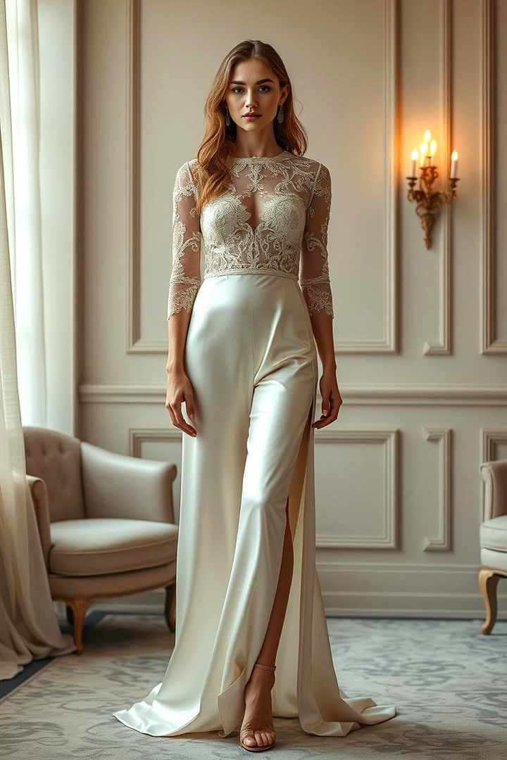 Lace and Satin Fusion Outfit - 22 Guest Wedding Outfit Ideas