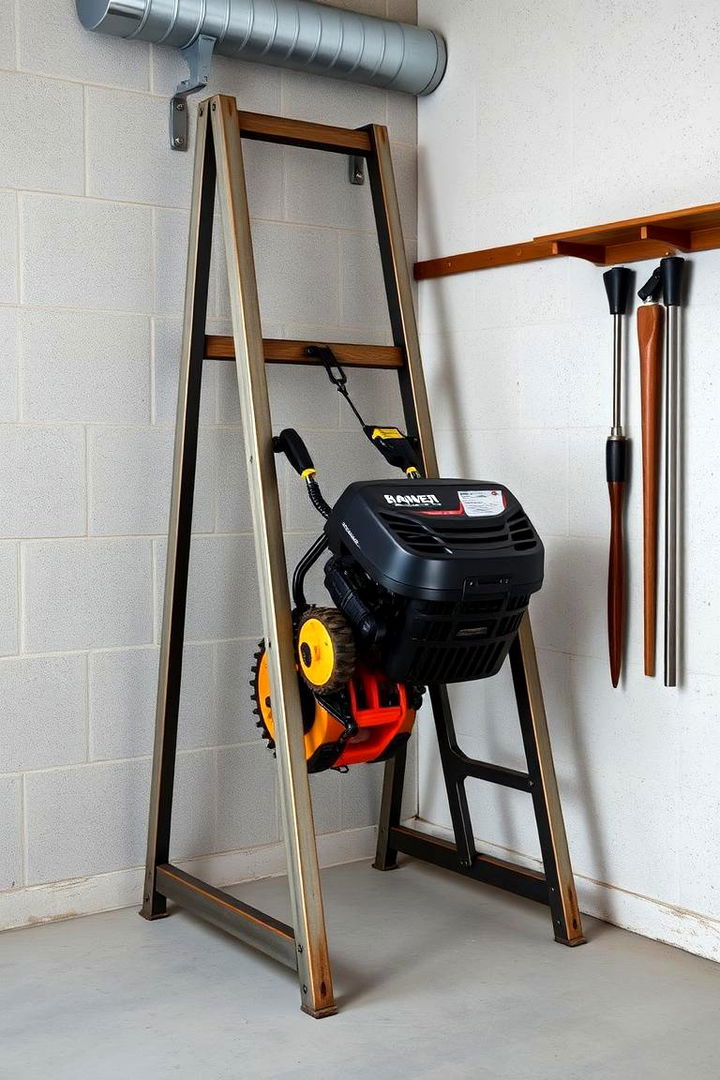 Ladder Back Storage Racks - 22 Lawn Mower Storage Ideas