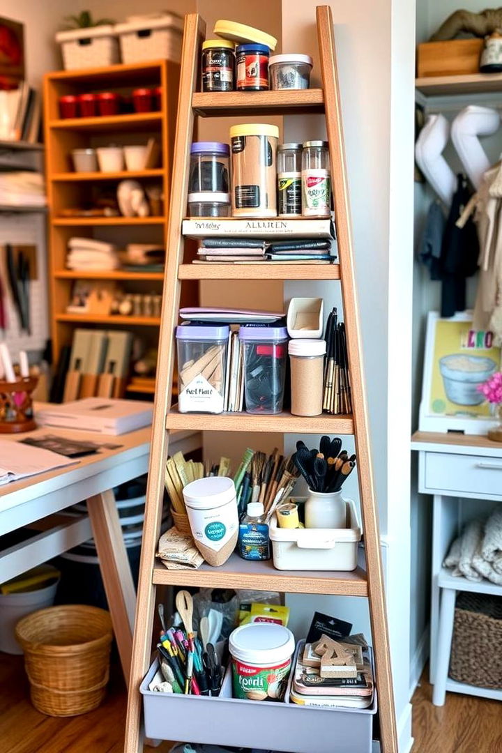 Ladder Craft Supply Storage - 22 Ladder Storage Ideas