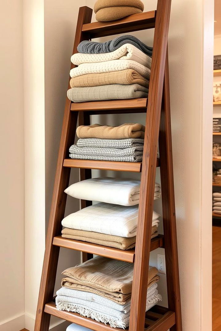Ladder Shelf Displays - 22 Blanket Storage Ideas