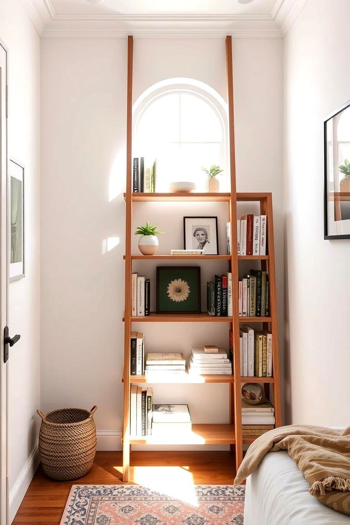 Ladder Shelf - 22 small bedroom storage ideas