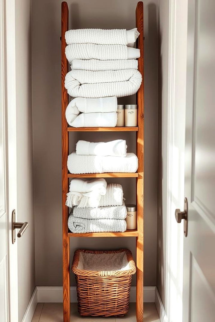 Ladder Shelves - 22 Small Bathroom Storage Ideas