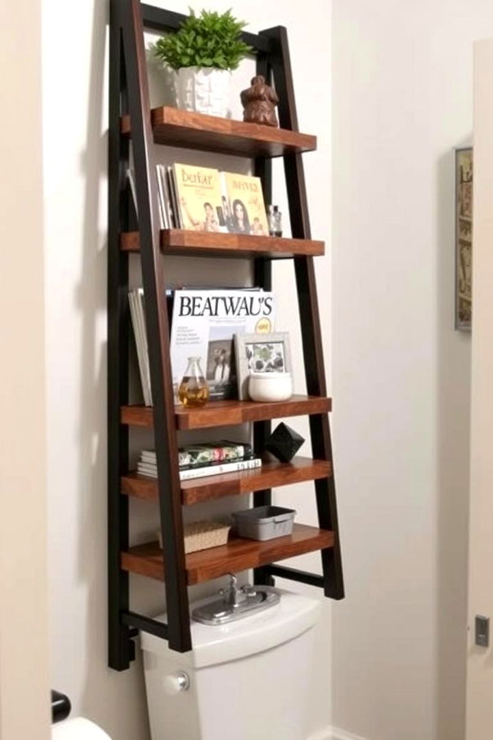 Ladder Shelves Design - 22 Over Toilet Storage Ideas