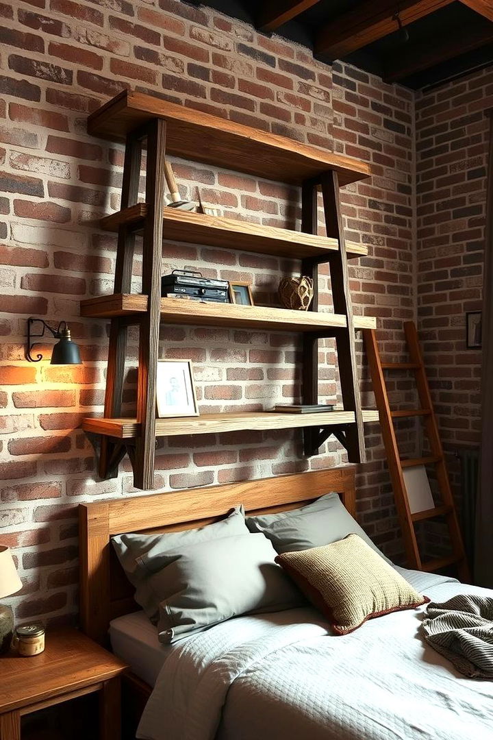 Ladder Shelves for Rustic Charm - 22 Bedroom Shelving Ideas