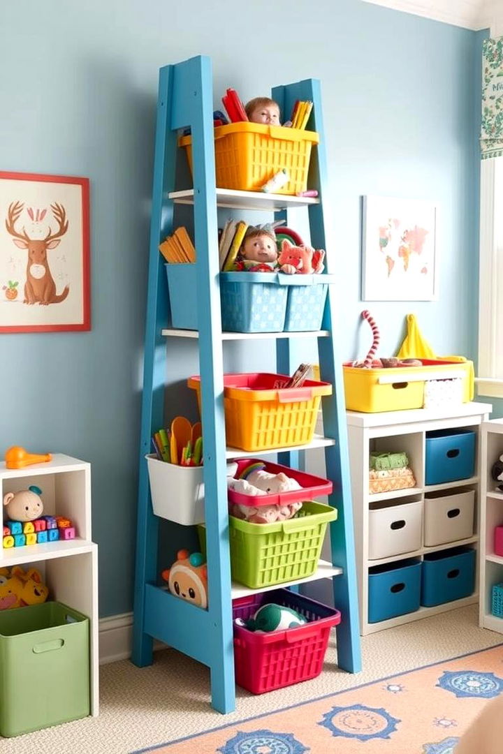 Ladder Storage for Kids Toys - 22 Ladder Storage Ideas