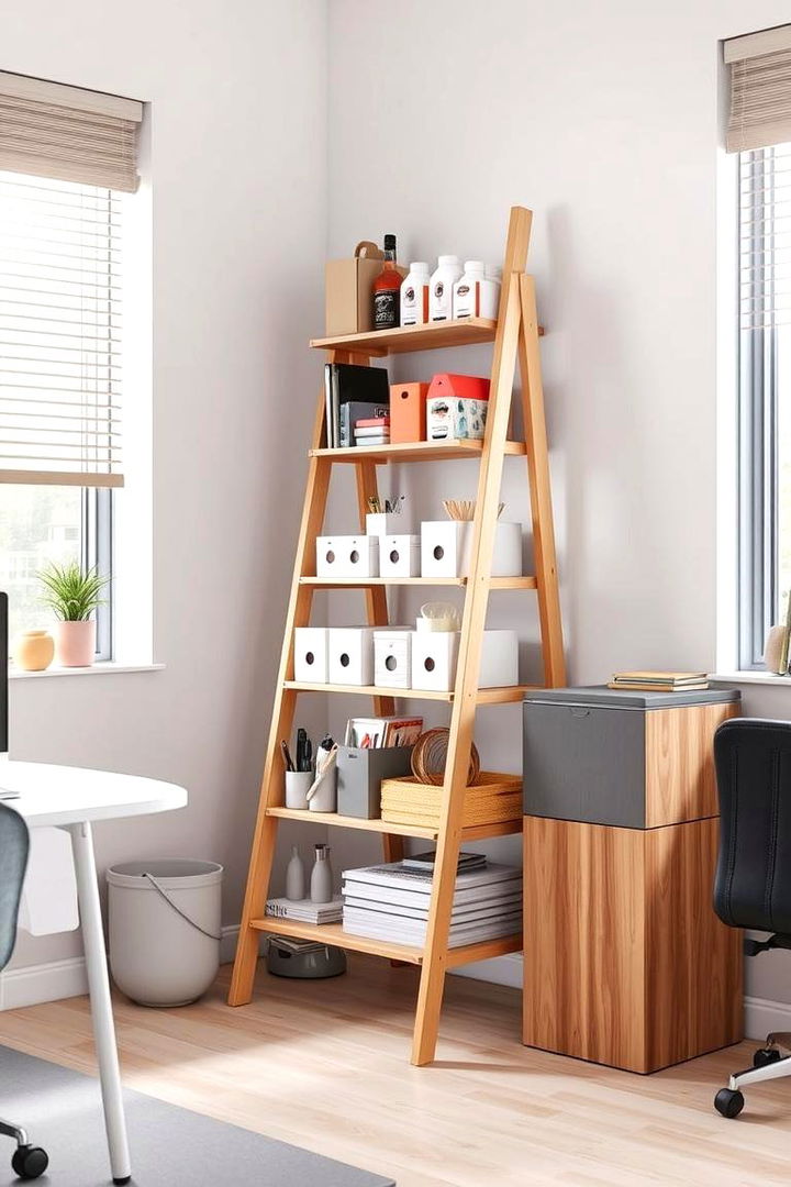 Ladder Storage for Office Supplies - 22 Ladder Storage Ideas