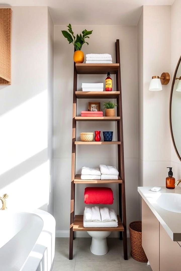 Ladder Style Bathroom Shelves - 22 Bathroom Shelf Ideas