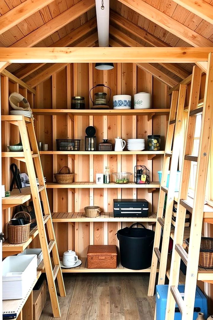 Ladder Style Display Shelves - 22 Shed Shelving Ideas