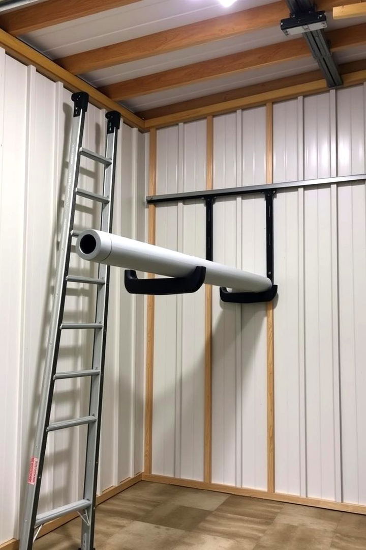 Ladder and Long Object Racks - 22 Shed Organization Ideas