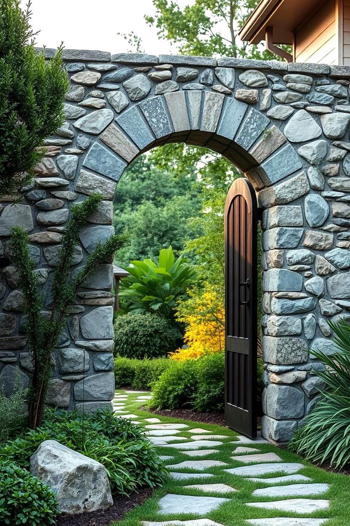 Landscape Enhanced Stone and Plant Gate - 22 Fence Gate Ideas
