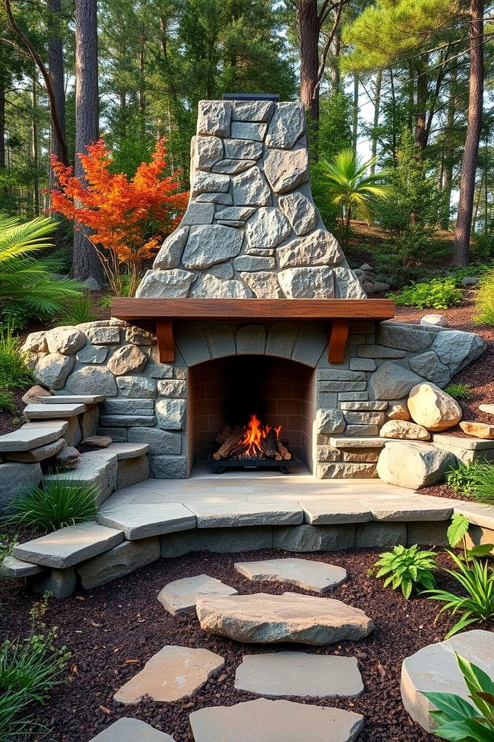 Landscape Integrated Design - 22 Rustic Outdoor Fireplace Ideas