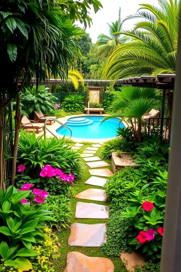 Landscape Poolside Oasis - 22 Semi Inground Pool Ideas