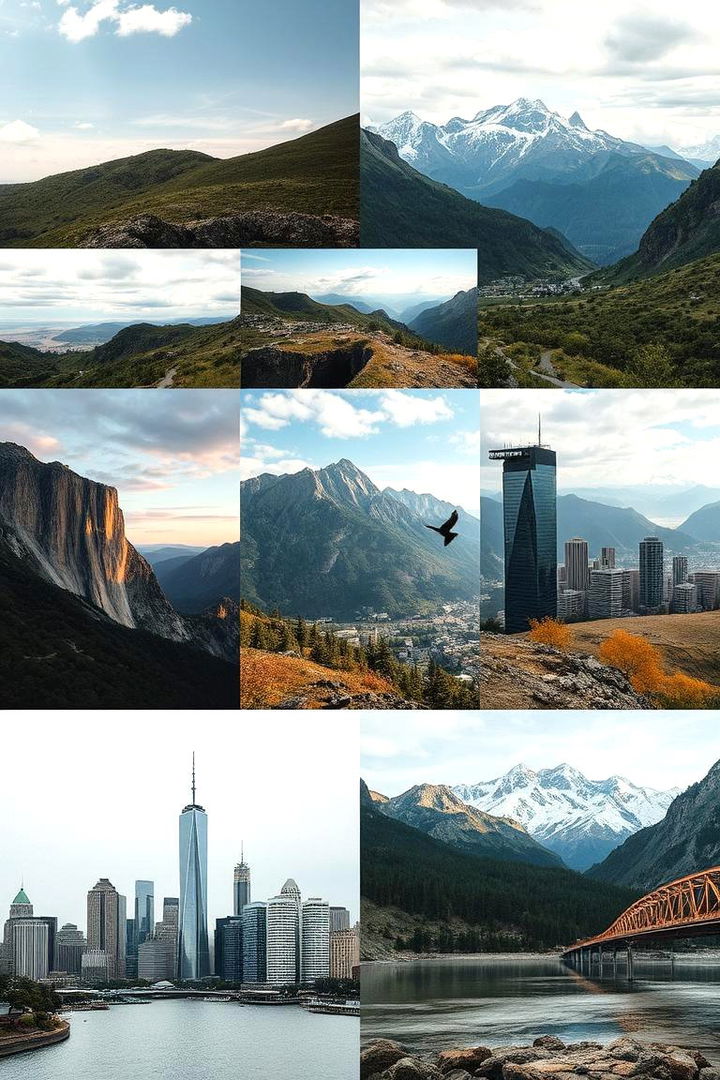Landscape and Cityscape Mixed - 22 Wall Collage Ideas