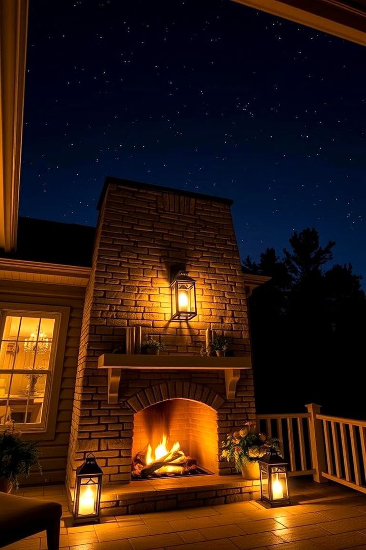 Lantern Lit Serenity - 22 Porch Fireplace Ideas